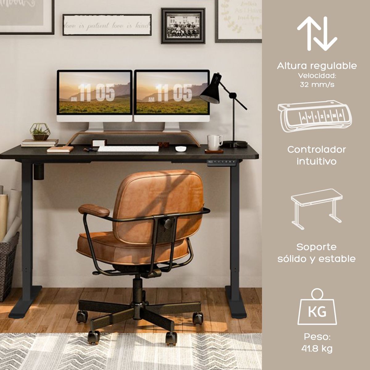 RELAN - Escritorio Eléctrico Top Living Black Pro+ Standing Desk