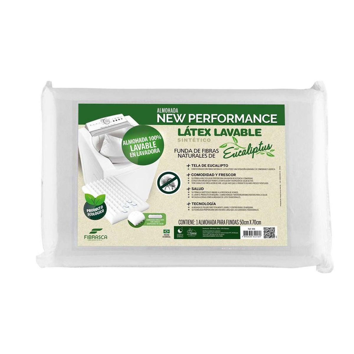 FIBRASCA - Almohada Látex Lavable Eucaliptus Fibrasca