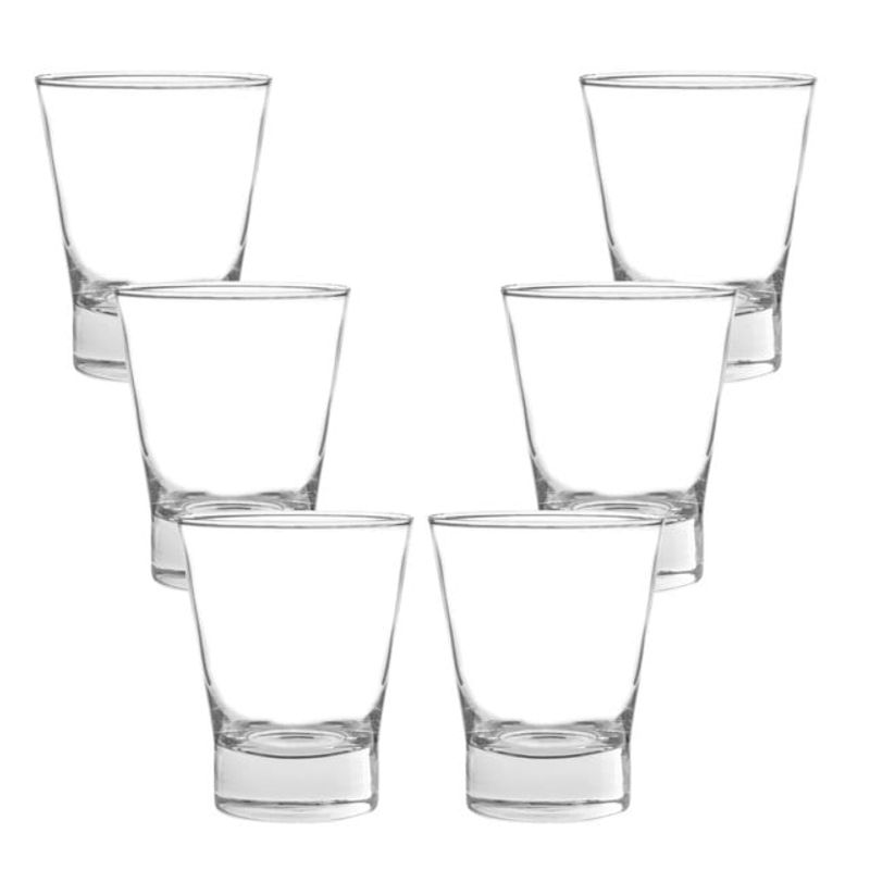 CRISTAR - Set X6 Vasos Bajos De Vidrio 347ml Modelo London Jugo Agua.