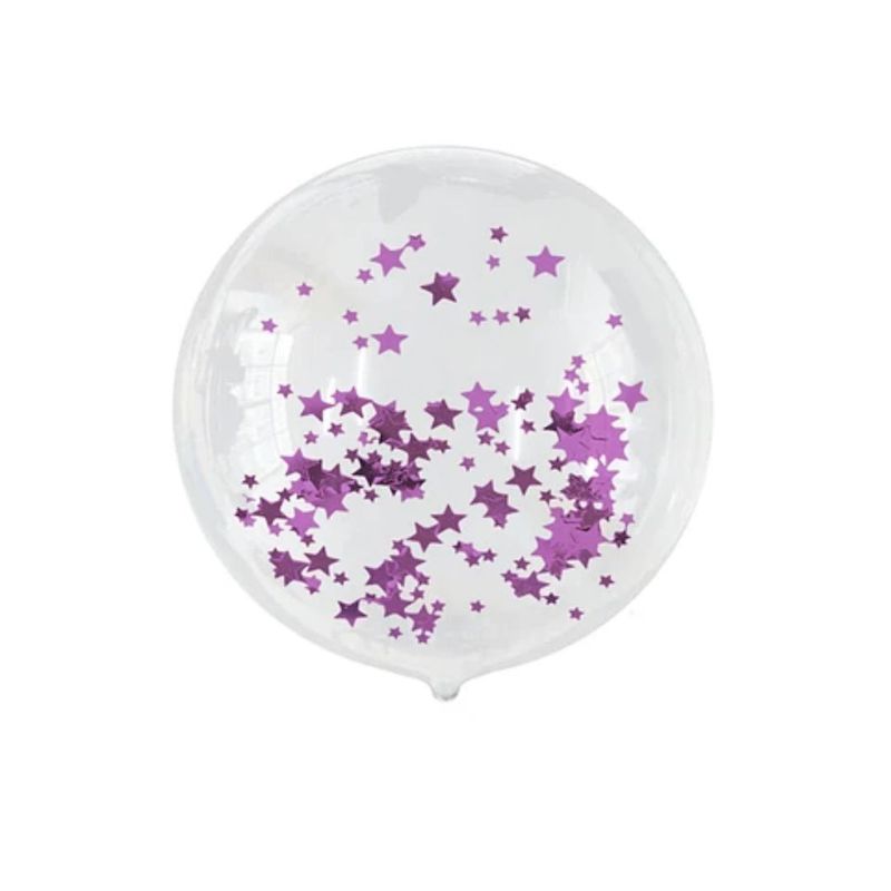 GENERICO - Globo Burbuja Con Confeti De Estrella Morado 45cm