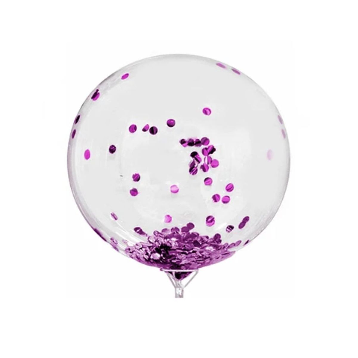 GENERICO - Globo Burbuja Con Confeti Redondo Morado 45cm