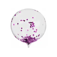 GENERICO - Globo Burbuja Con Confeti Redondo Morado 45cm