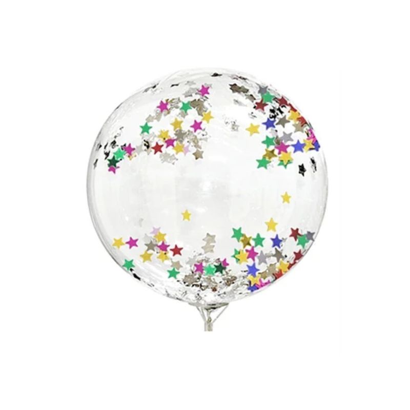 GENERICO - Globo Burbuja Con Confeti De Estrella Multicolor 45cm