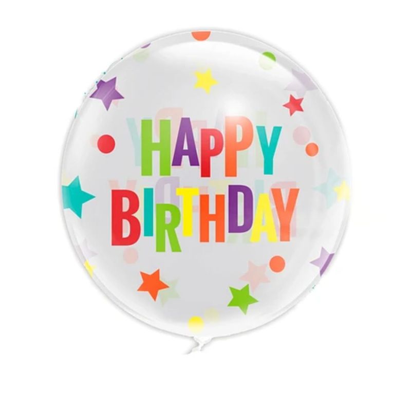 GENERICO - Globo Burbuja Happy Birthday 80cm