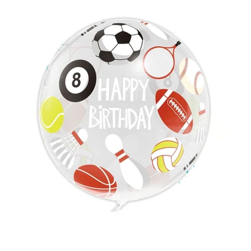 GENERICO - Globo Burbuja Deporte Happy Birthday 80cm