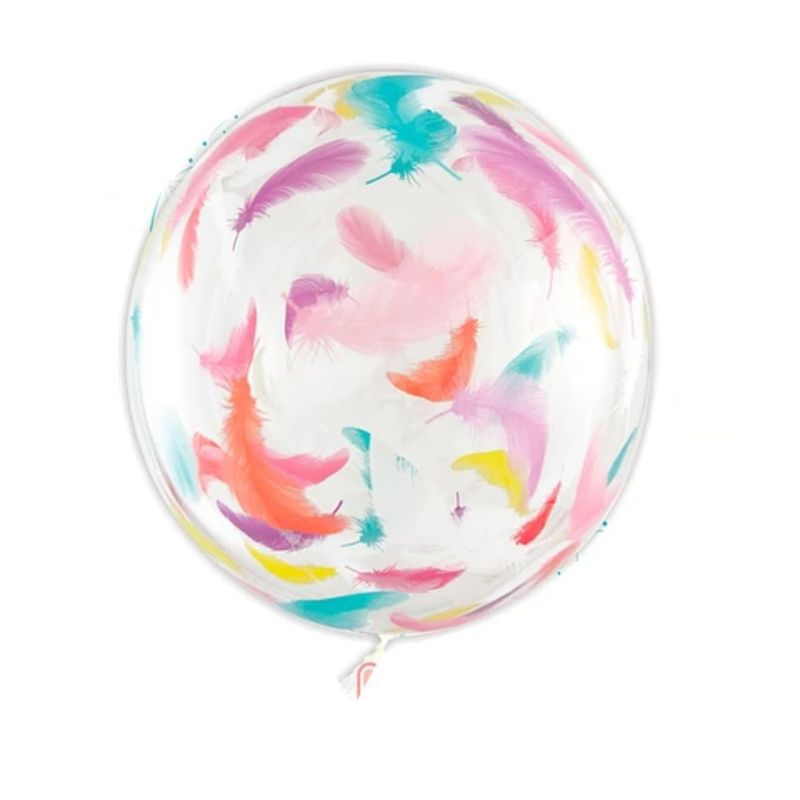 GENERICO - Globo Burbuja Estampado De Plumas 80cm