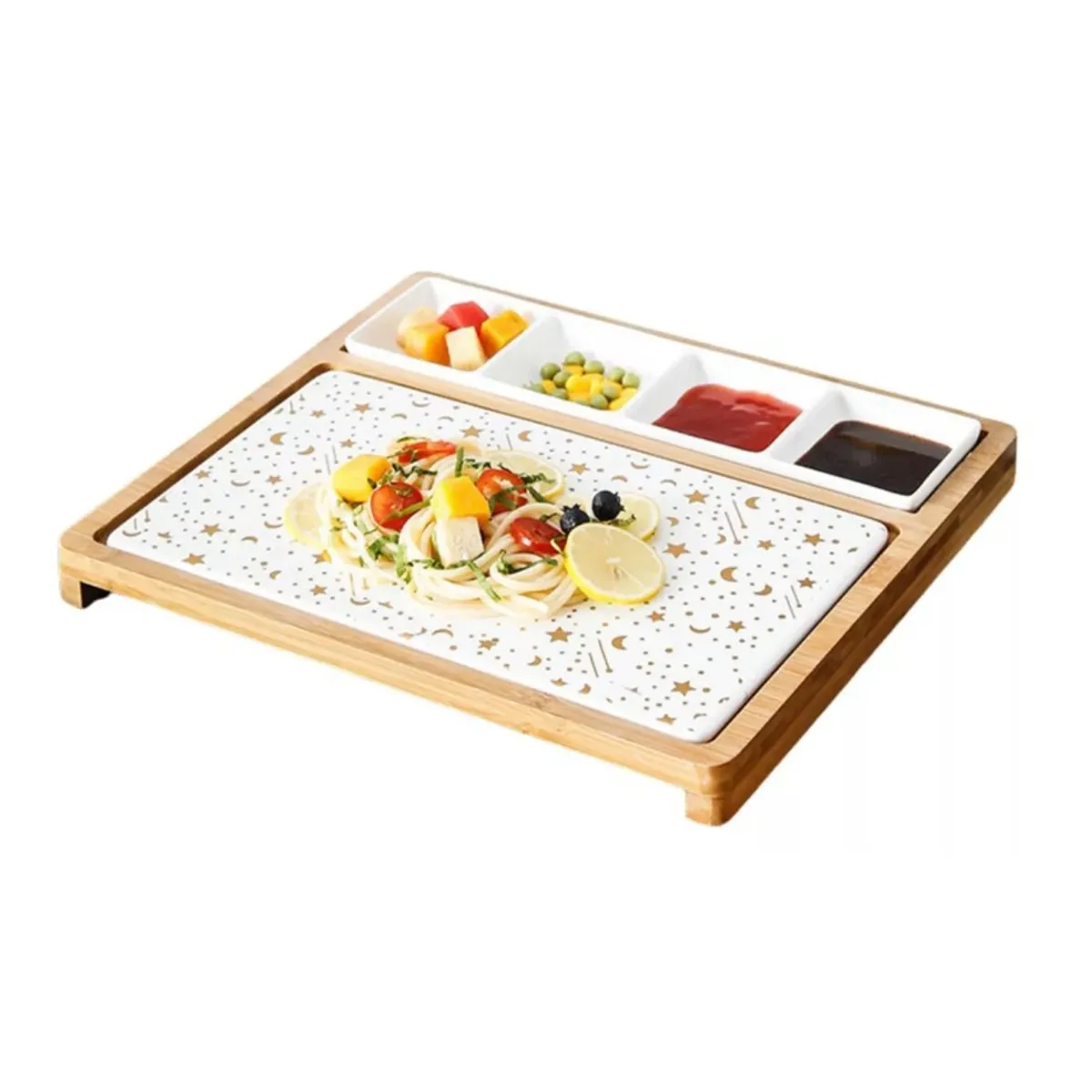 GENERICO - Tabla Bandeja Aperitivos Sushi De Cerámica Con Soporte