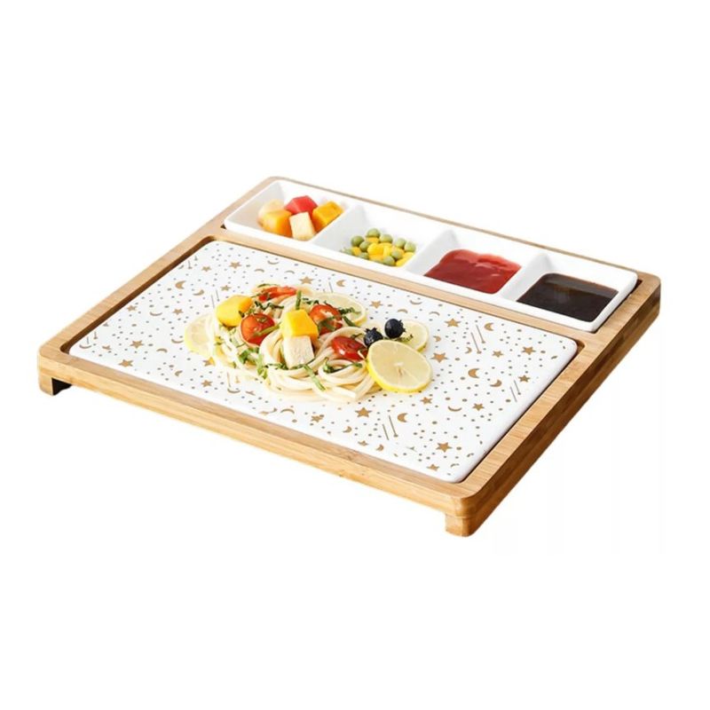 GENERICO - Tabla Bandeja Aperitivos Sushi De Cerámica Con Soporte