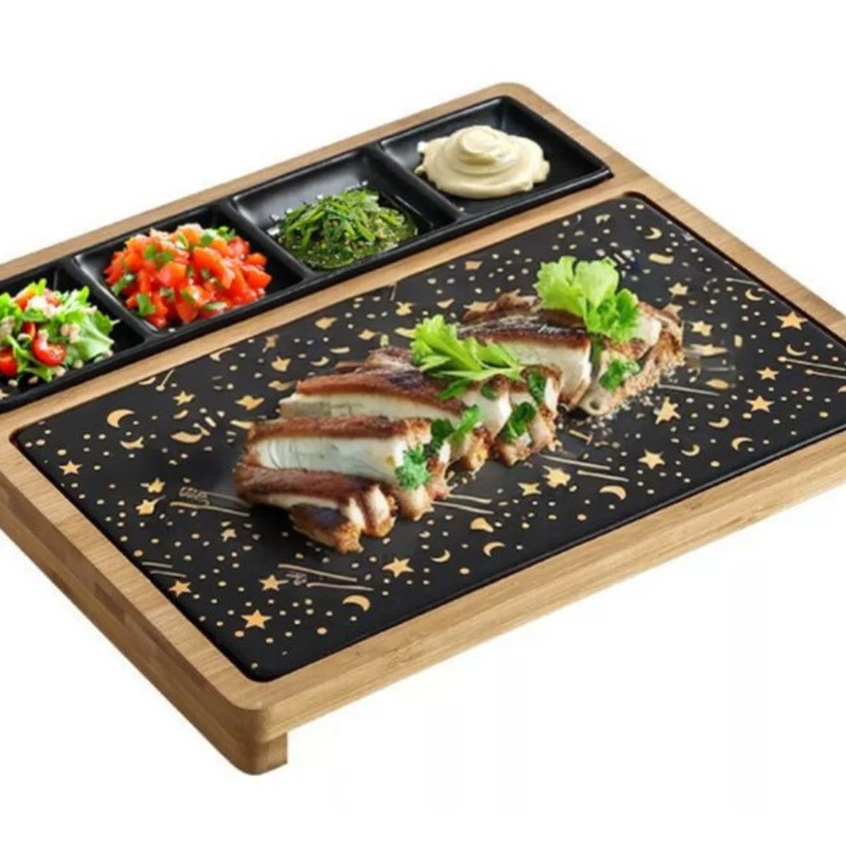 GENERICO - Tabla Bandeja Aperitivos Sushi De Cerámica Con Soporte