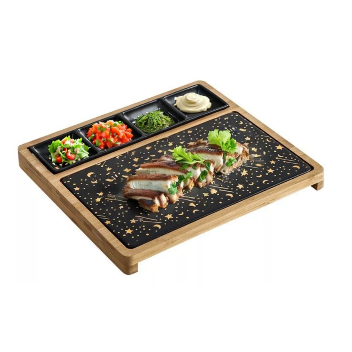 GENERICO - Tabla Bandeja Aperitivos Sushi De Cerámica Con Soporte