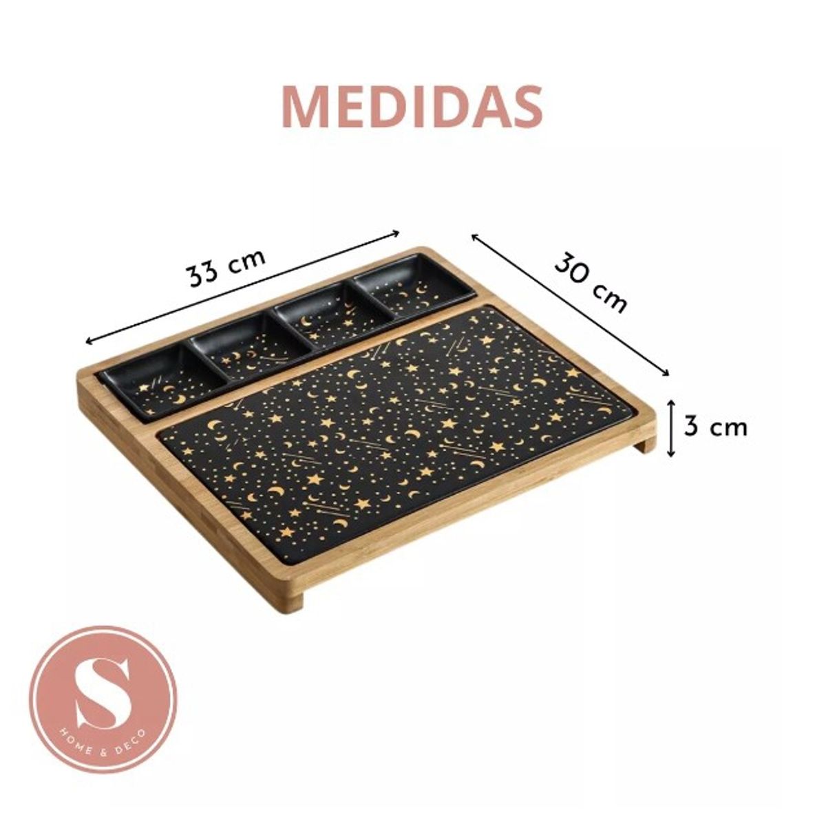 GENERICO - Tabla Bandeja Aperitivos Sushi De Cerámica Con Soporte