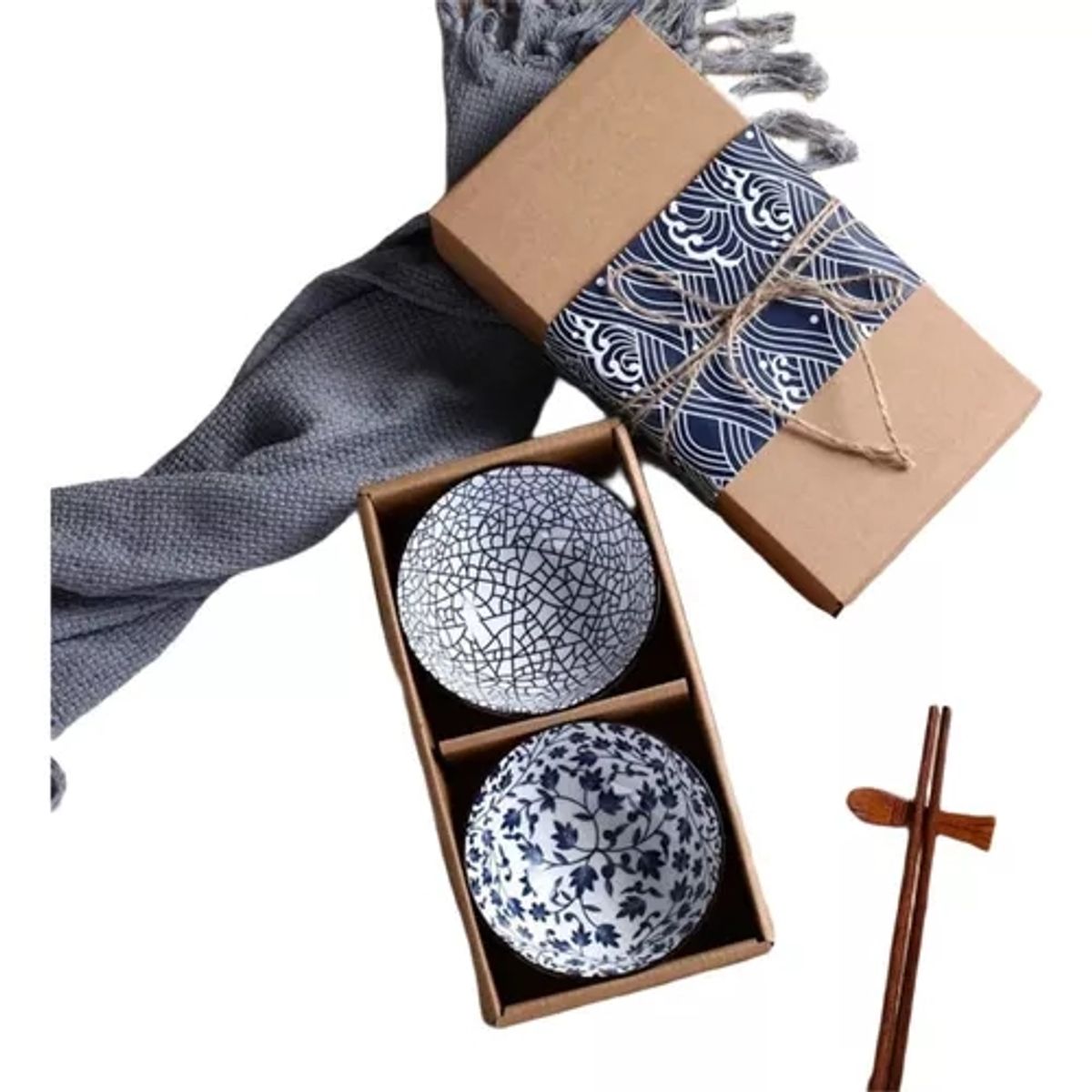 GENERICO - Set 2 Bowls Cerámica Incluye Palillos