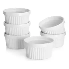 GENERICO - Pack 6 Pocillo Ramekin Cerámica Porcelana 9 Cm Salsas