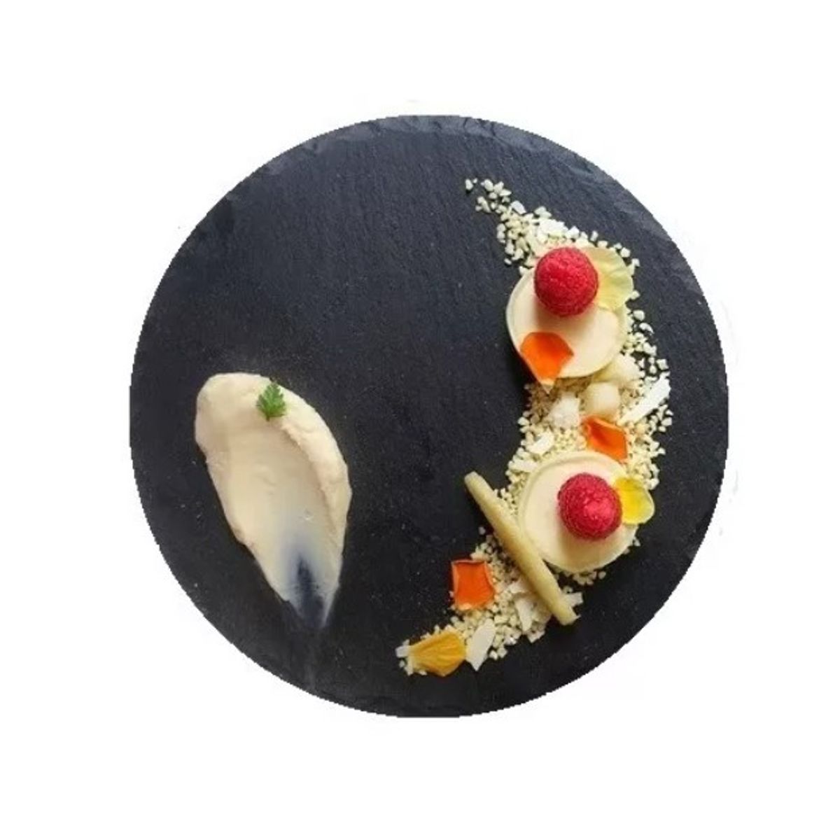 GENERICO - Plato Redondo Natural Plancha Piedra Emplatado Bandeja