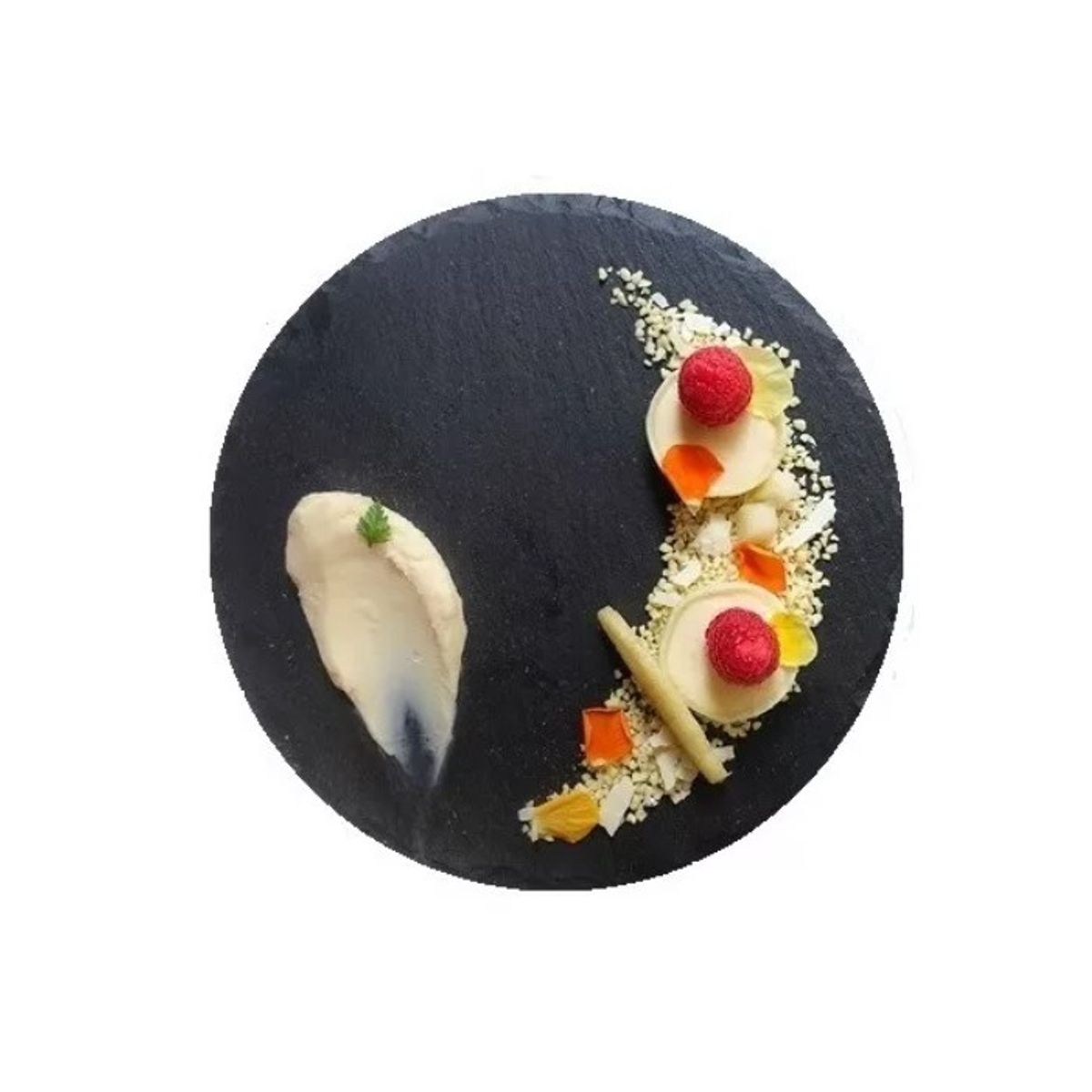 GENERICO - Plato Redondo Natural Plancha Piedra Emplatado Bandeja