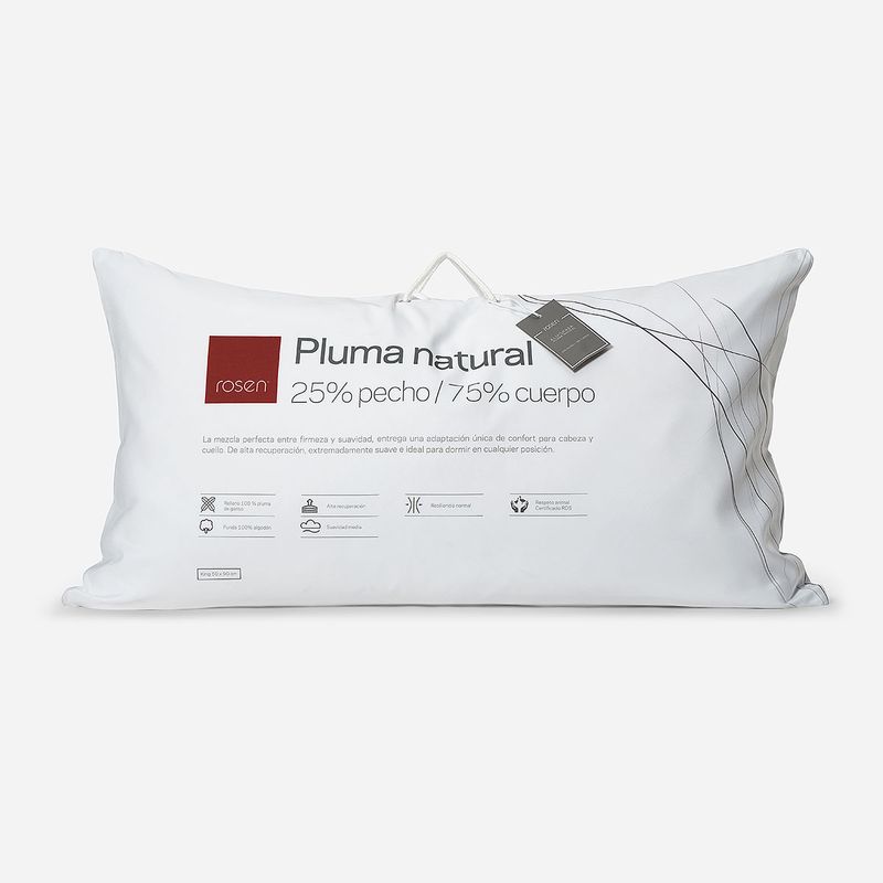 ROSEN - Almohada Rosen Pluma Natural 25% S/Fuelle 50x90 cm King