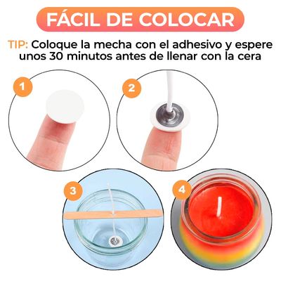 Imagen 2 del producto Pábilos Encerados Mecha De Vela 100 Uds Con Wick Tabs 20 Cm