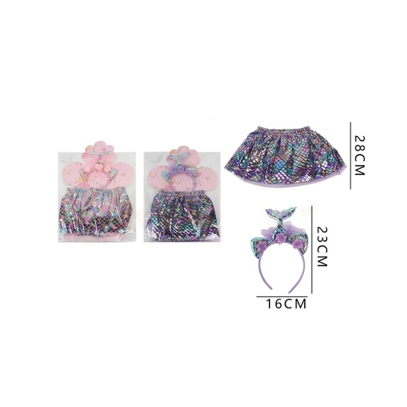 GENERICO - Disfraz Sirena Cintillo + Falda 2 Pcs