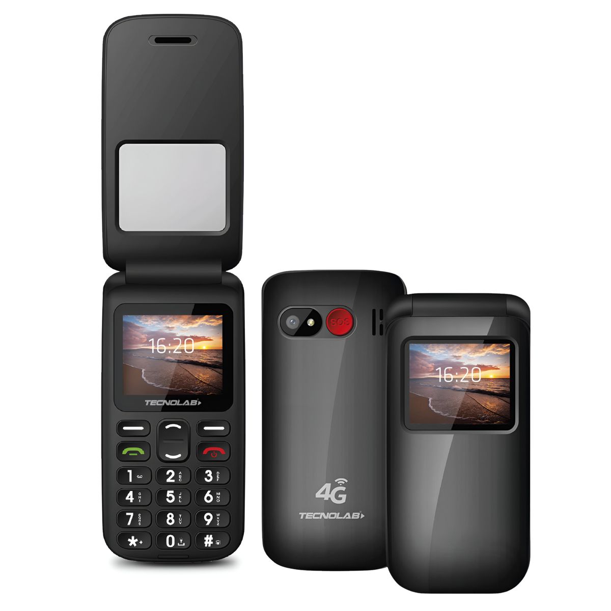 DBLUE - Teléfono Senior Adulto Mayor Tipo Almeja Modo SOS 4G 456BK