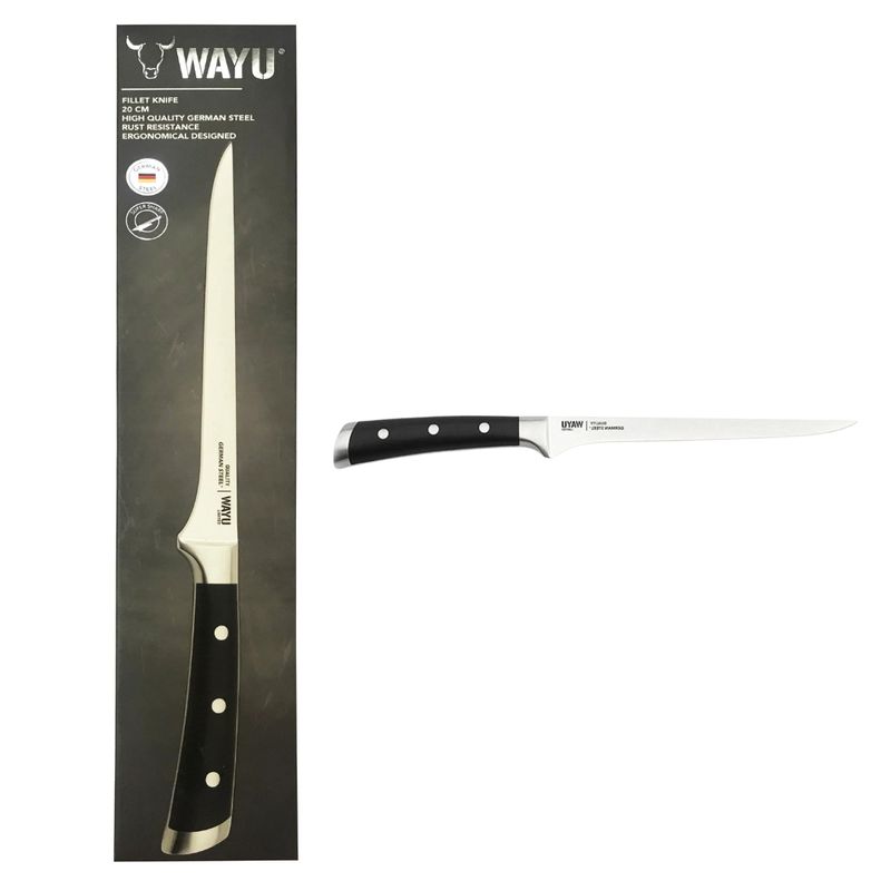 WAYU - Cuchillo Filetero Carne Pollo Pescado 20 Cm - Wayu Color Negro