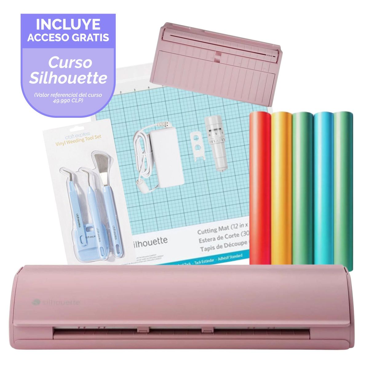 SILHOUETTE - KIT INICIO CAMEO 5 PINK + CURSO GRATIS