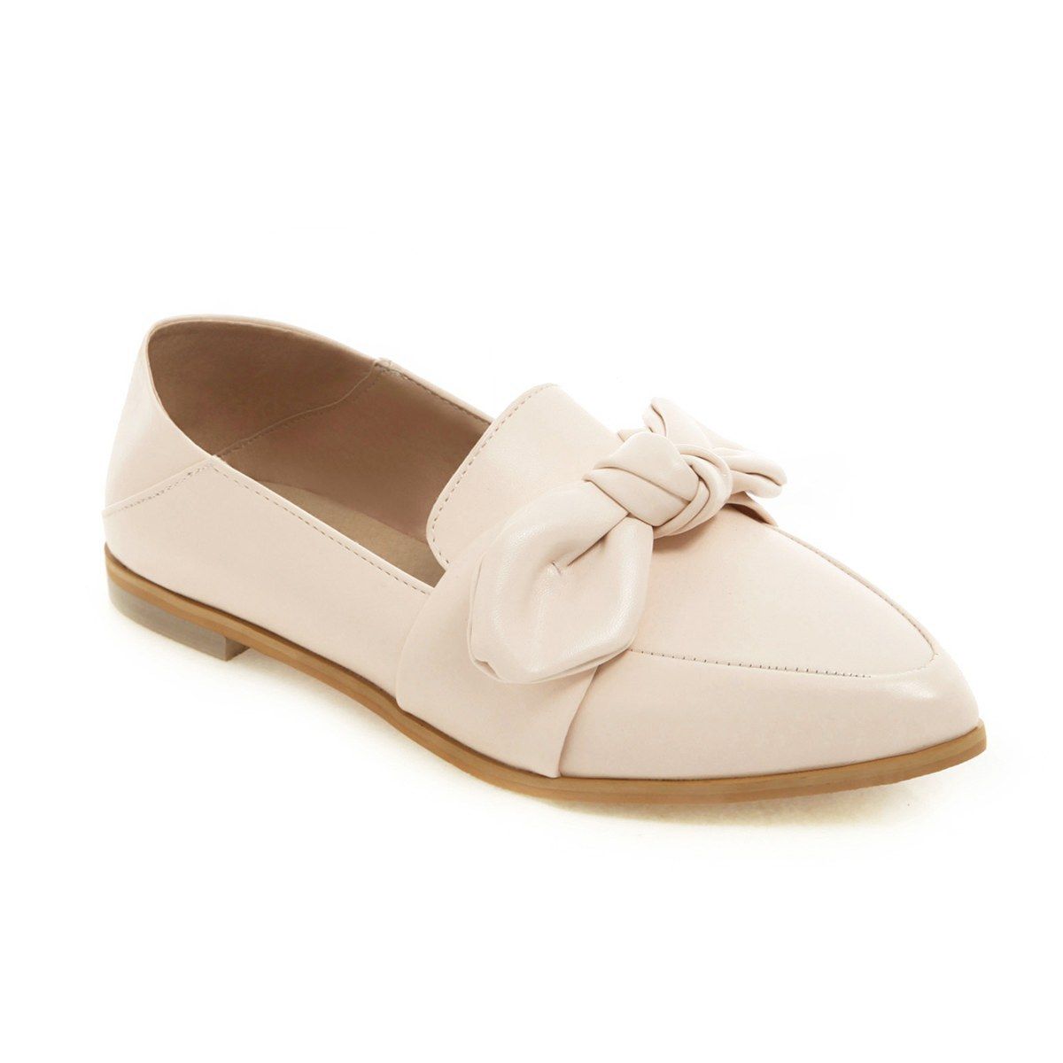 VATYERTY - Ballerinas planas en punta con lazo para mujer - Beige