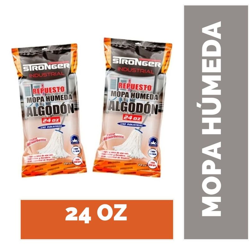 GENERICO - Repuesto Mopa húmeda Algodón 24 OZ 2 UNIDADES