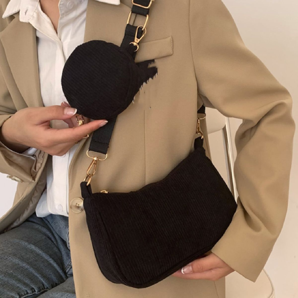 VATYERTY - Bolso De Corduroy Ligero Minimalista Y Casual De Negocios