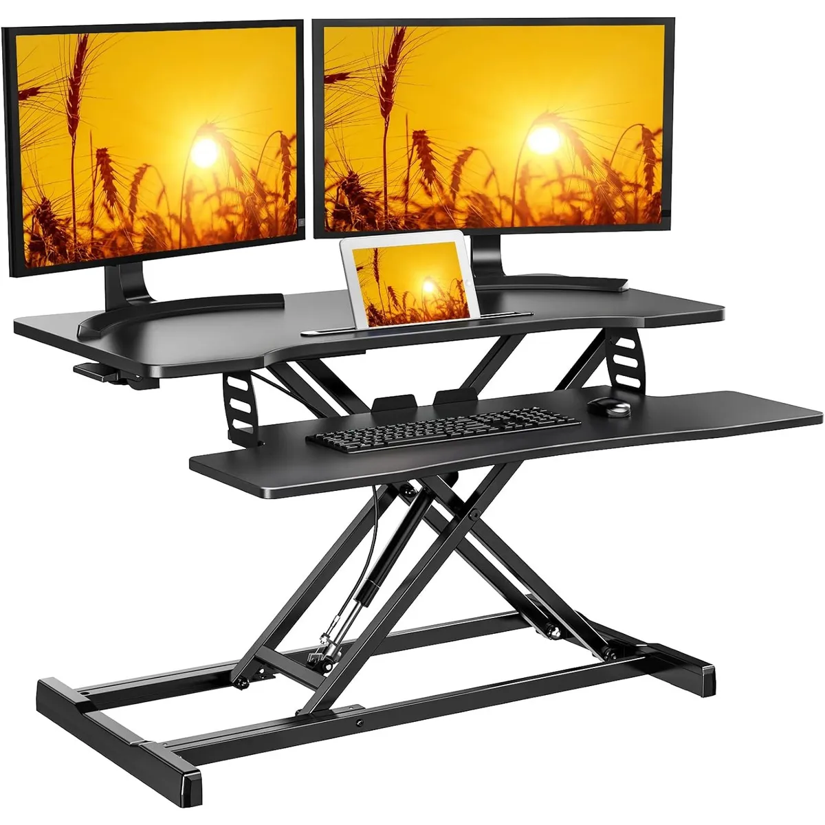 YOMYM - Escritorio De Ordenador Elevado Con Doble Base Elevable Para Monitor