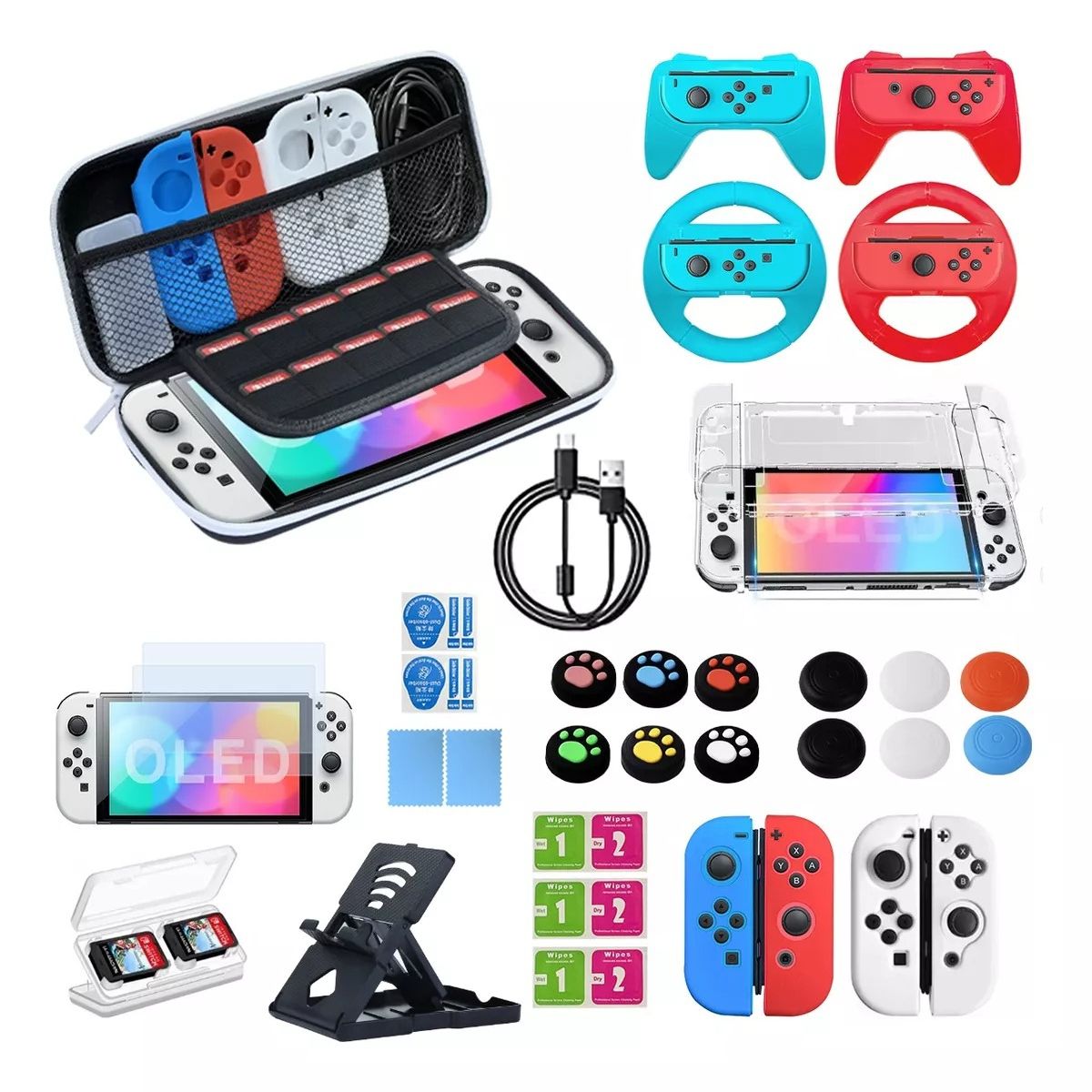TNAKIEX - Kit De 34 Accesorios Funda Para Nintendo Switch Oled Estuche