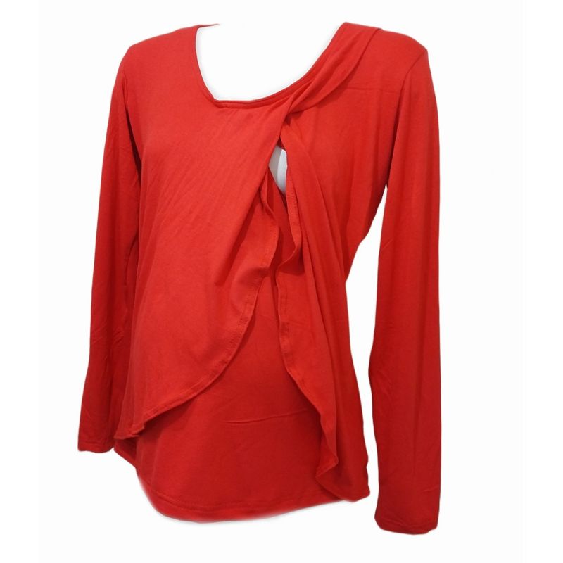 DMOM - Polera Maternal y Lactancia en Capas color Rojo