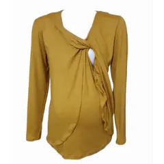 DMOM - Polera Maternal y Lactancia en capas color Mostaza