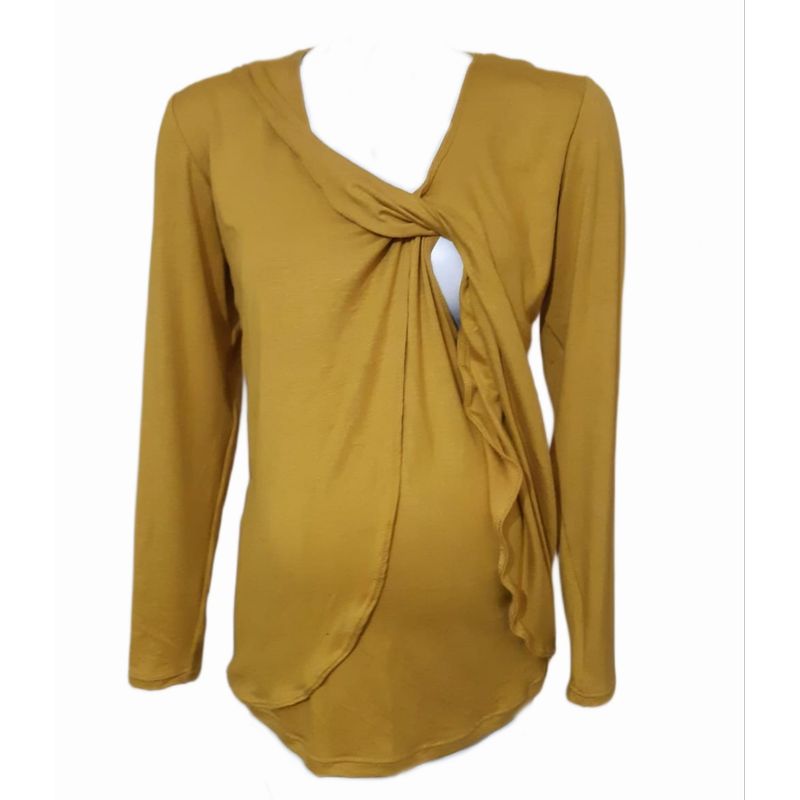 DMOM - Polera Maternal y Lactancia en capas color Mostaza