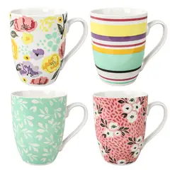 DANNY HOME - Set 4 Vasos Estilo Hojas Y Flores 550 ml