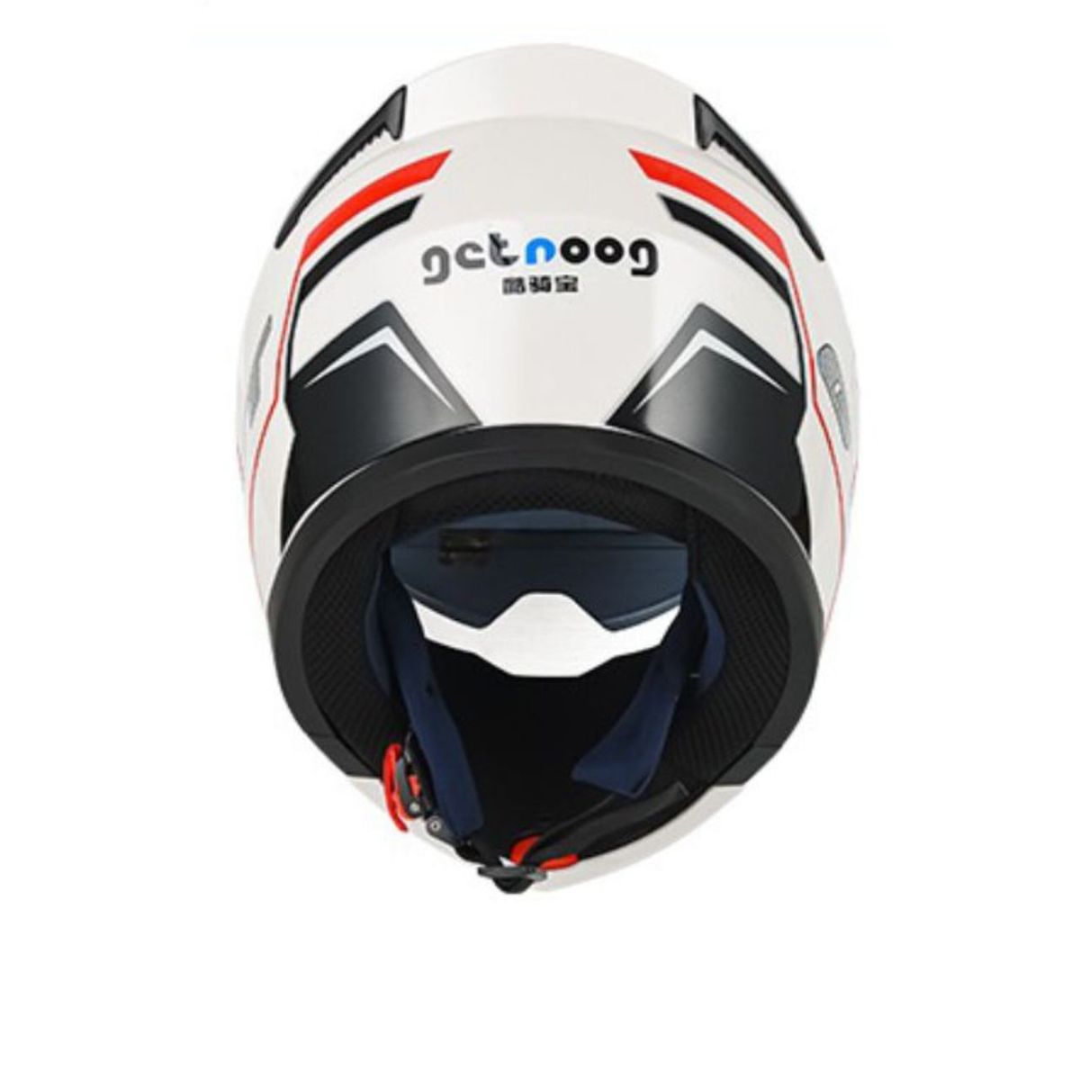 GENERICO - Casco Moto Getnoog Kuqibao Con Bluetooth K20 - Blanco Rojo Y Negro