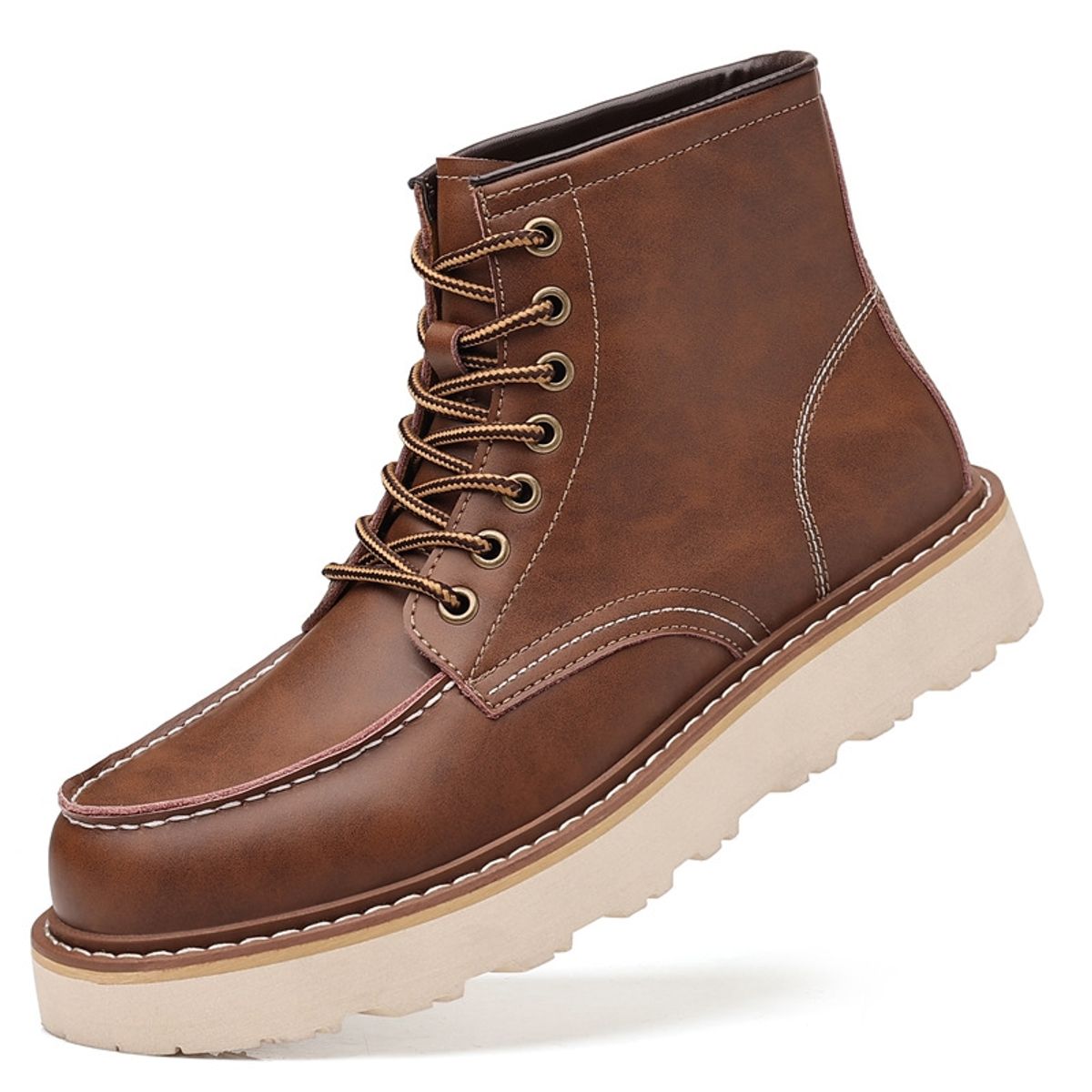 VATYERTY - Botas de cuero PU con forro polar para hombre