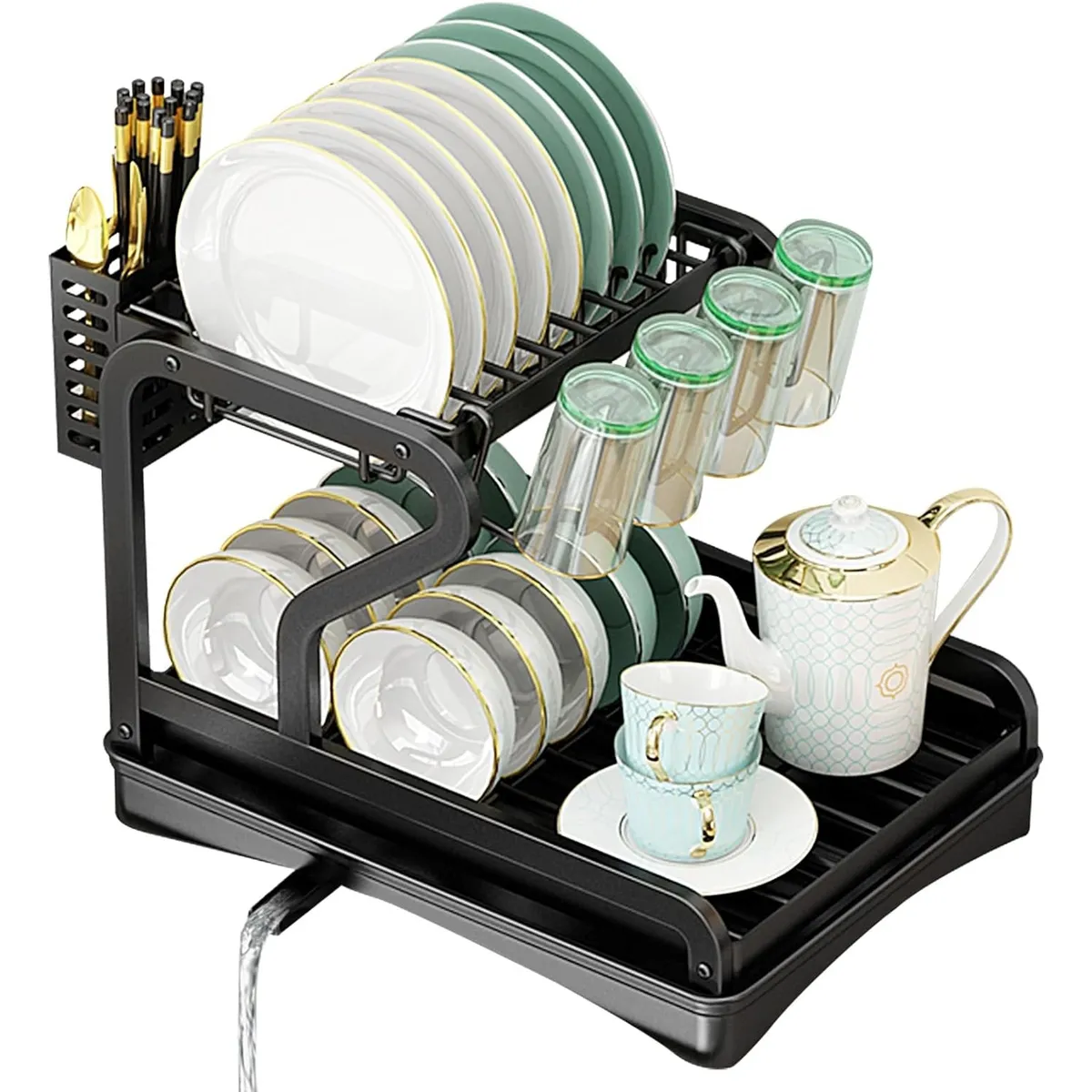 YOMYM - Secador Escurridor De Loza Platos 2 Niveles