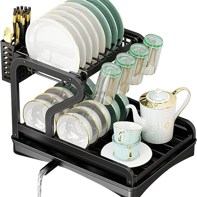 YOMYM - Secador Escurridor De Loza Platos 2 Niveles