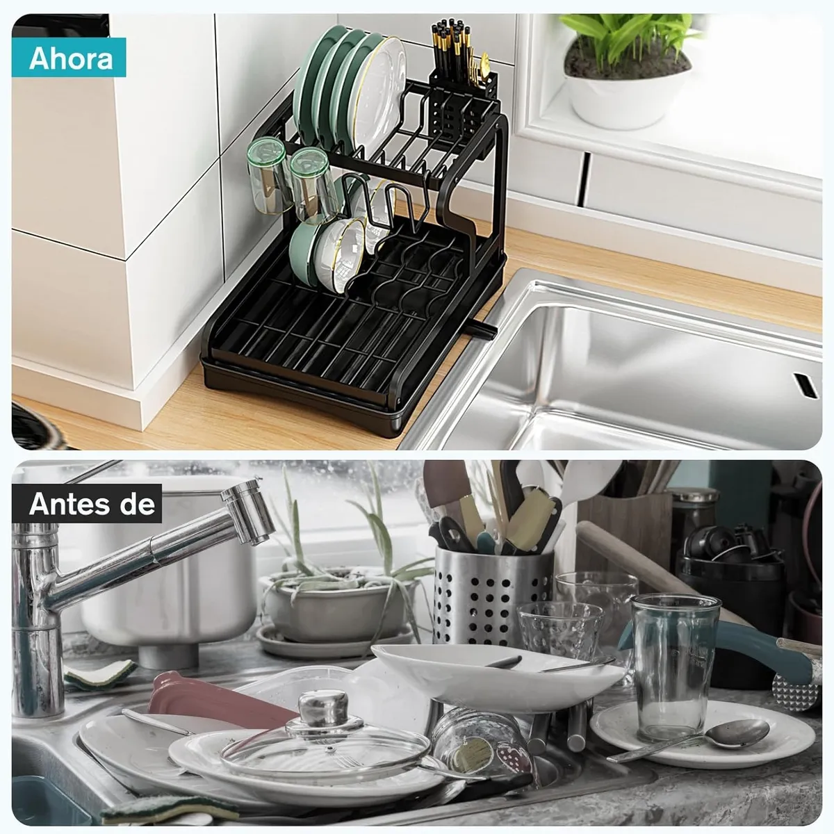 YOMYM - Secador Escurridor De Loza Platos 2 Niveles