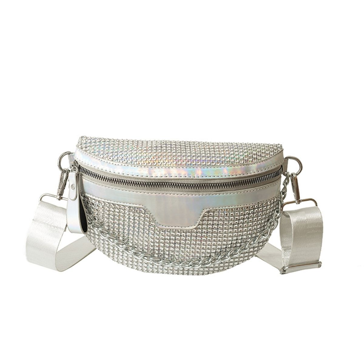 VATYERTY - Riñonera negro tachuela & con diseño de cadena para diariamente