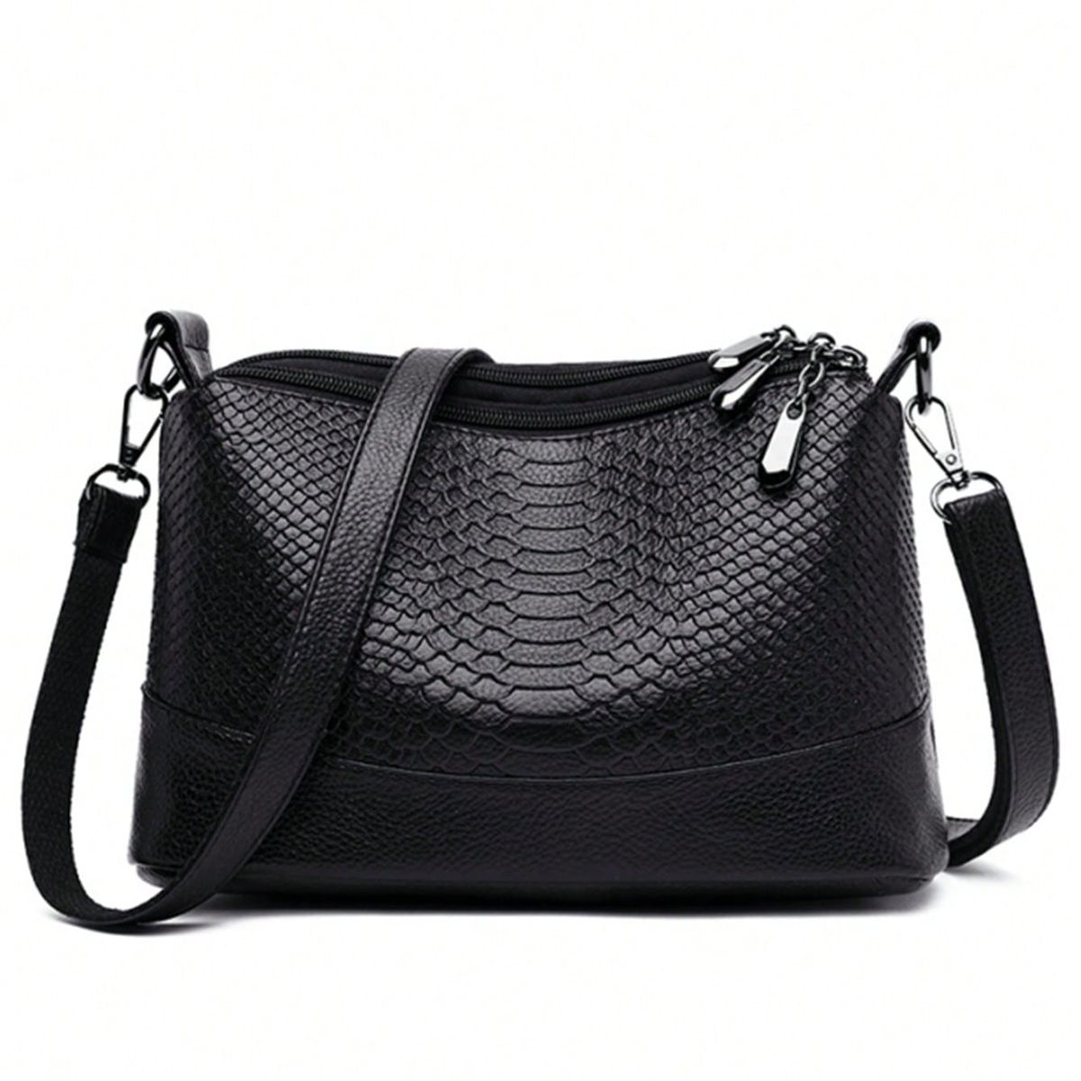 VATYERTY - Bolso bandolera medio en relieve detalle unicolor negro