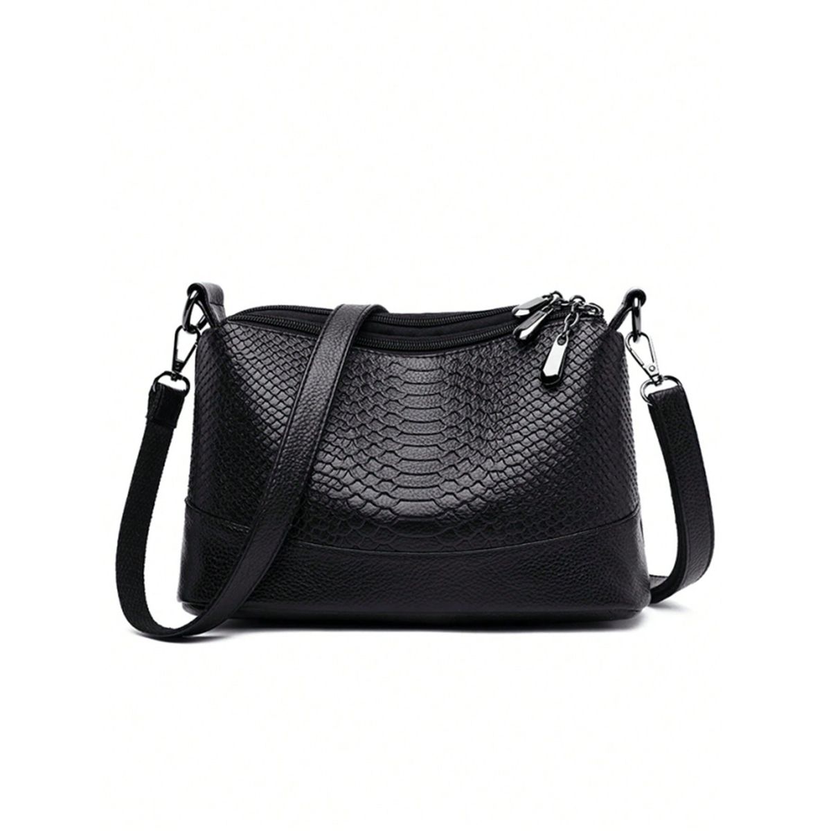 VATYERTY - Bolso bandolera medio en relieve detalle unicolor negro