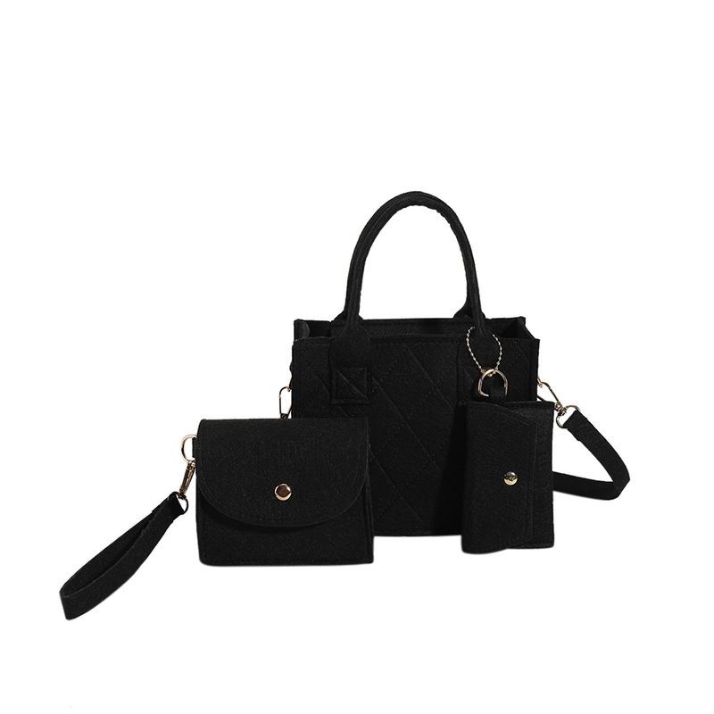 VATYERTY - 3 piezas Set bolso cuadrado con patrón rombo cremallera fieltro moda