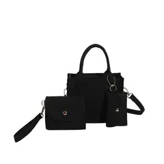 VATYERTY - 3 piezas Set bolso cuadrado con patrón rombo cremallera fieltro moda