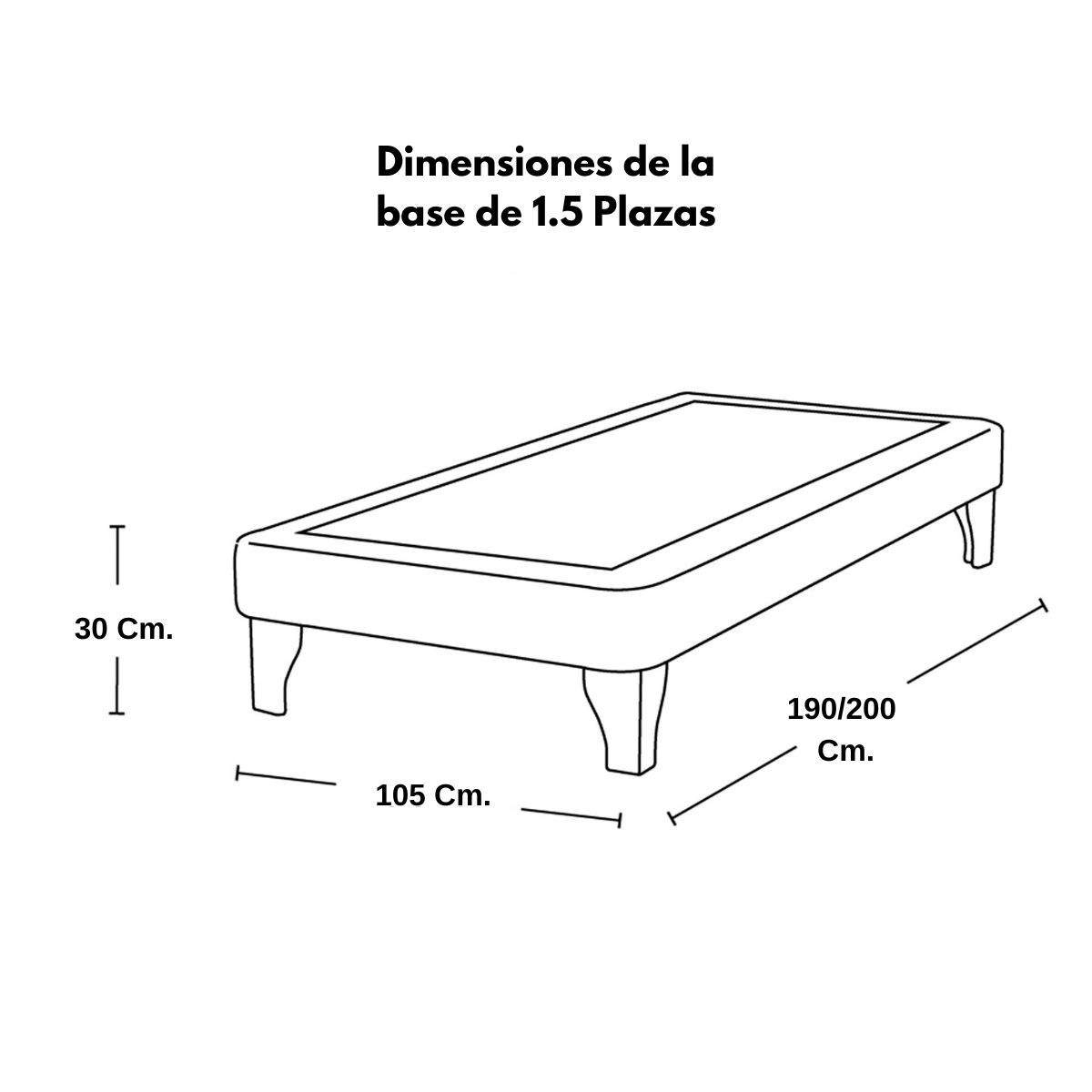DULCES SUEÑOS - Base De Cama Europea 1.5 Plaza 190X105 Turquesa felpa