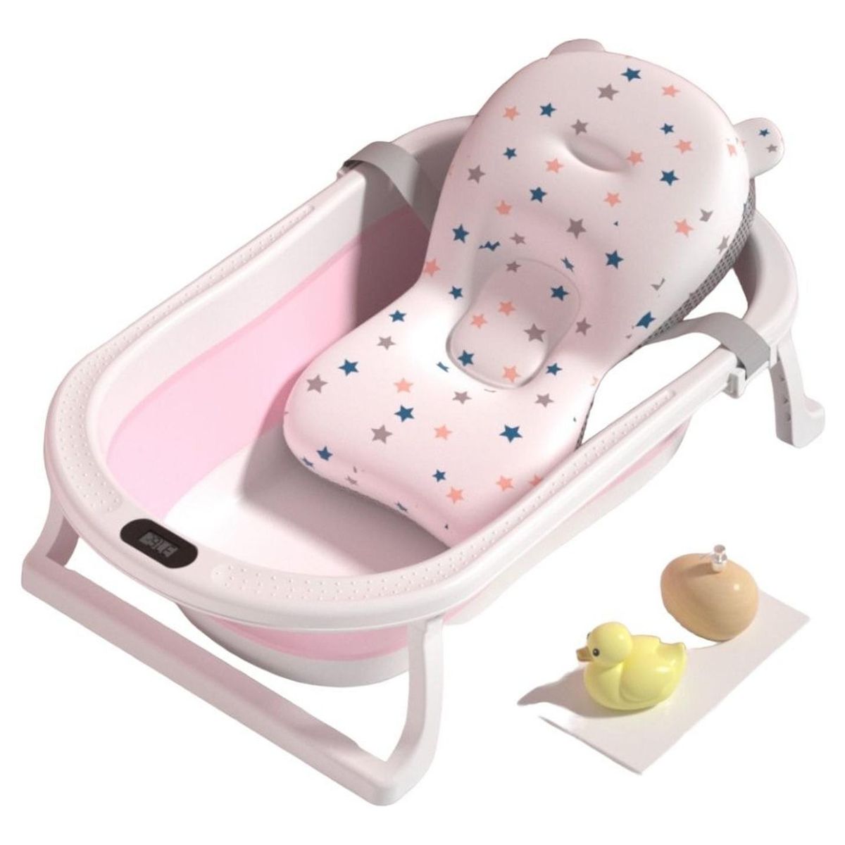 JAGIMA - Tina Bañera Plegable Bebé + Malla  + Termómetro - Jagima - Rosa