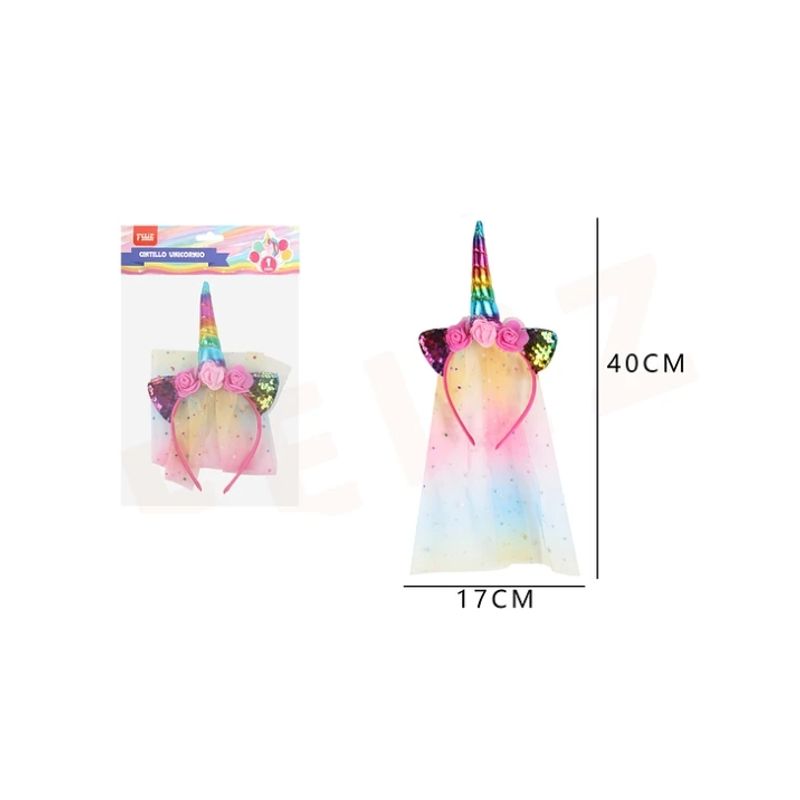 GENERICO - Cintillo De Unicornio Con Velo Glitter 4017Cm