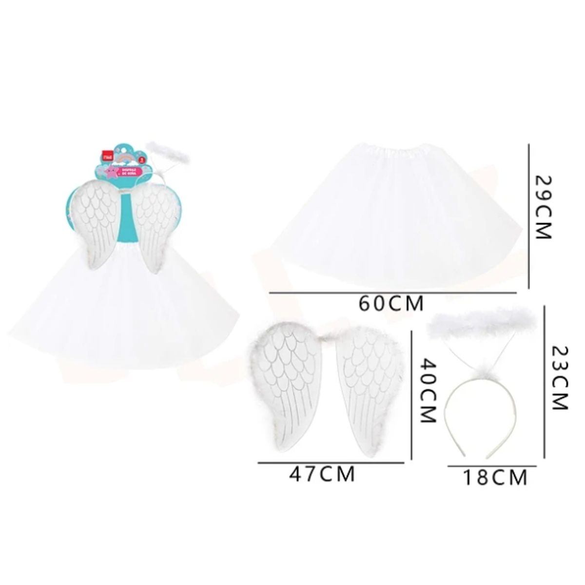 GENERICO - Set Disfraz Ángel Blanco Disfraz