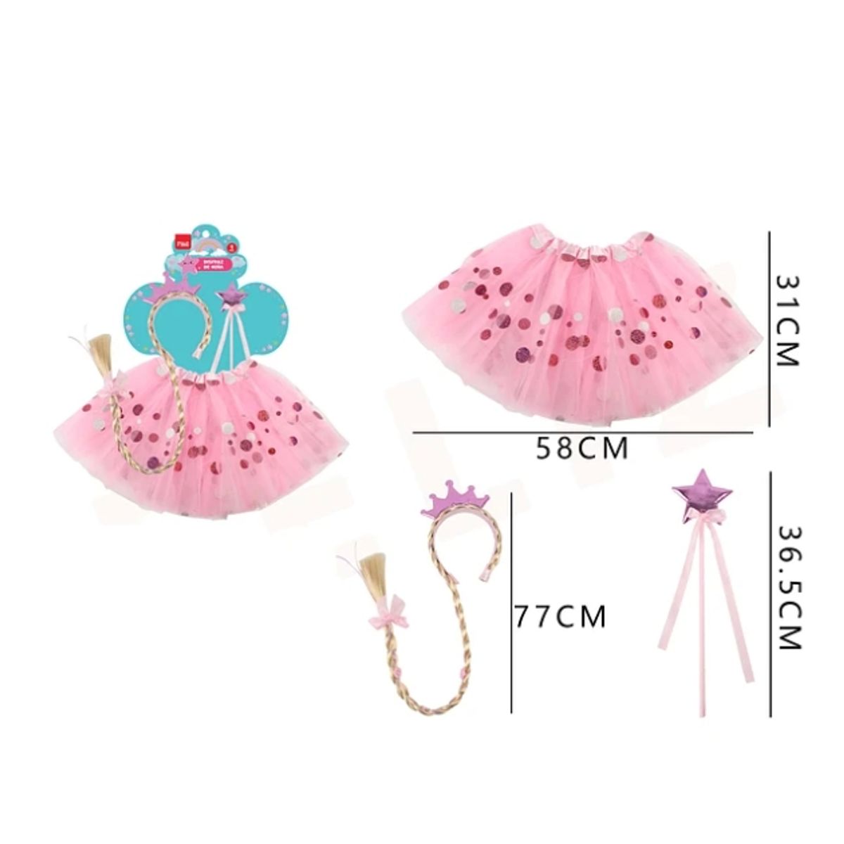 GENERICO - Set Disfraz Cintillo Con Trenza Y Tutu Con Puntos