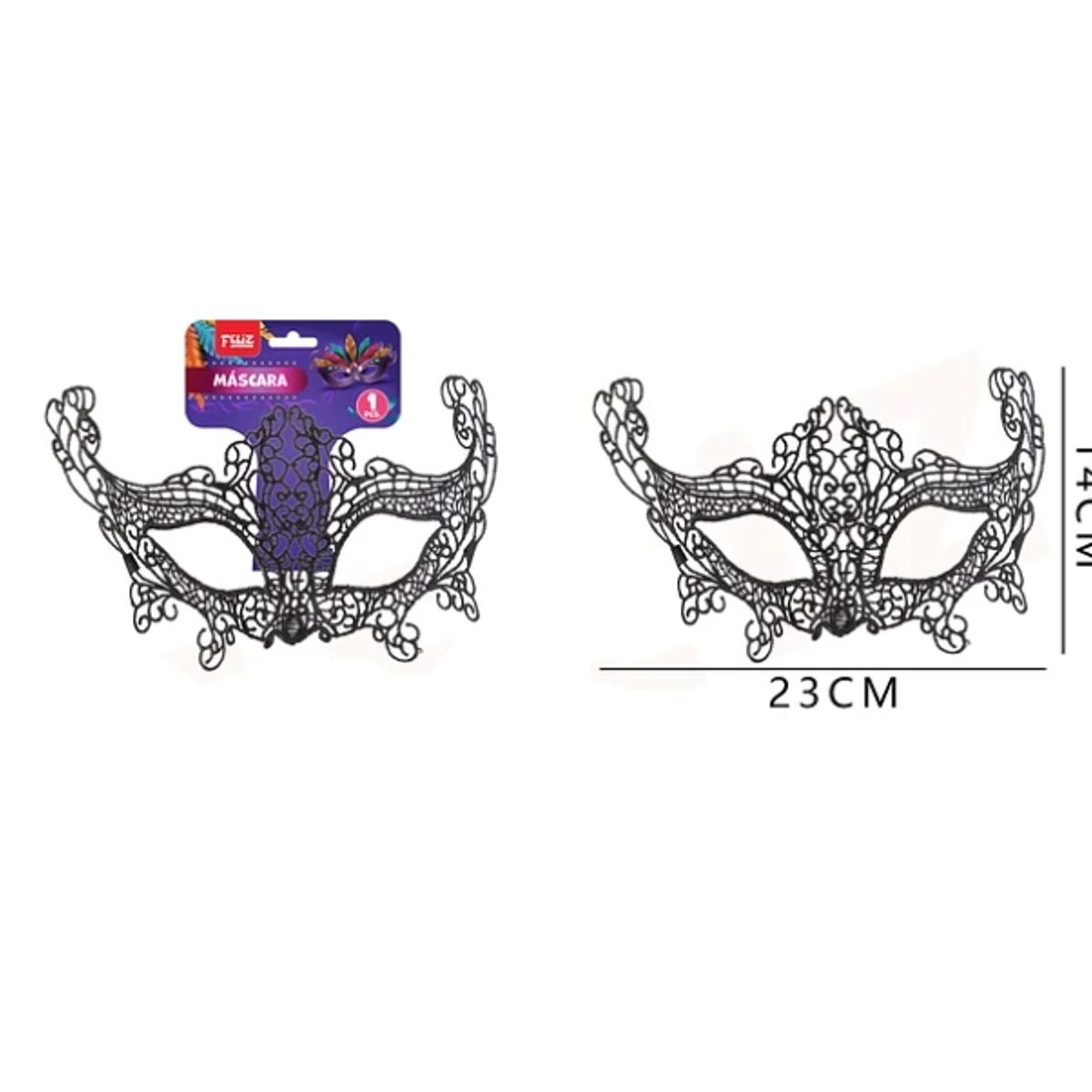 GENERICO - Antifaz Encaje Negro 23 Cm